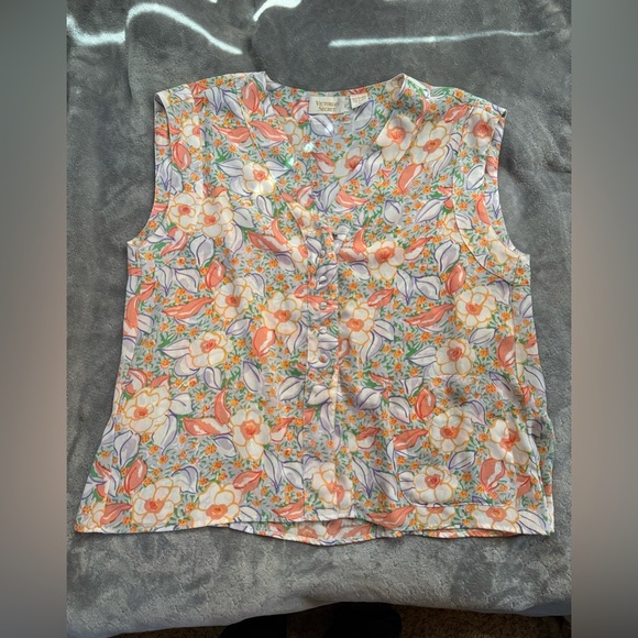 Vintage Victoria’s Secret Gold Label Sleeveless Floral Blouse, Size L - Picture 1 of 4